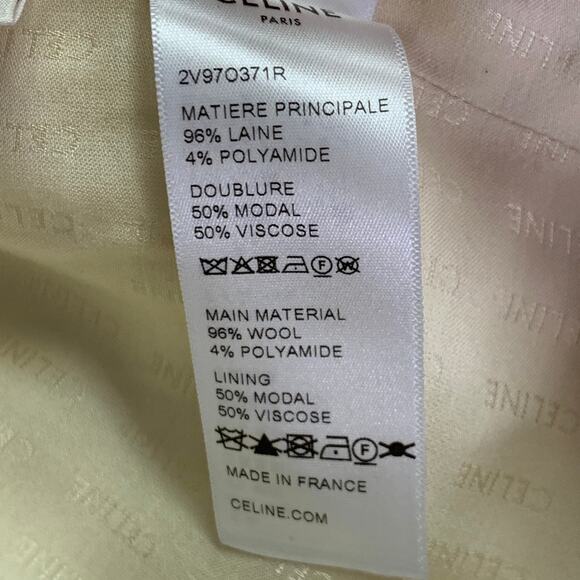 CELINE Size 8 Cream Gold Wool Blend Short Sleeve Jacket Blazer - Picture 9 of 9